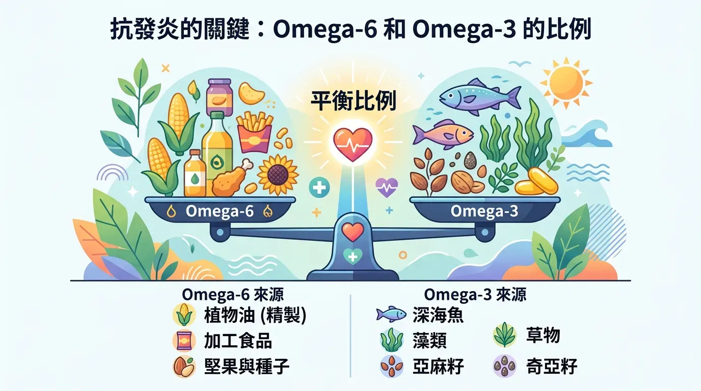 抗發炎的關鍵：Omega-6 與 Omega-3 的比例