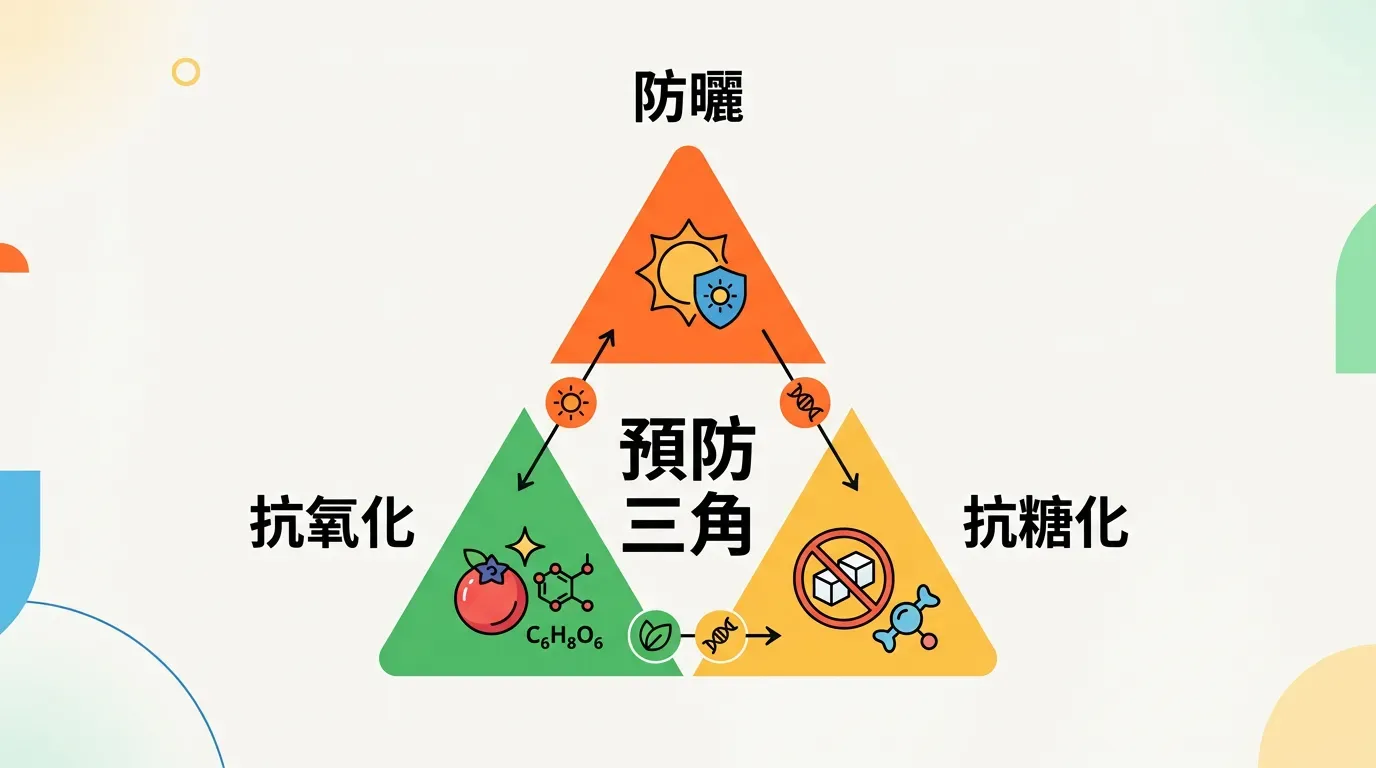 預防老化的金三角：防曬、抗氧化、抗糖化