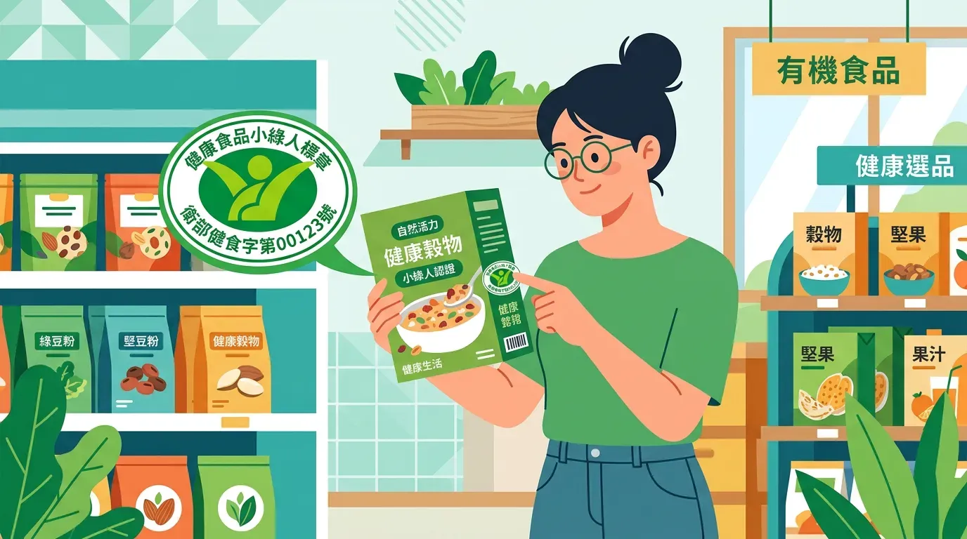 🛡️ 台灣特色：認明「小綠人」健康食品標章