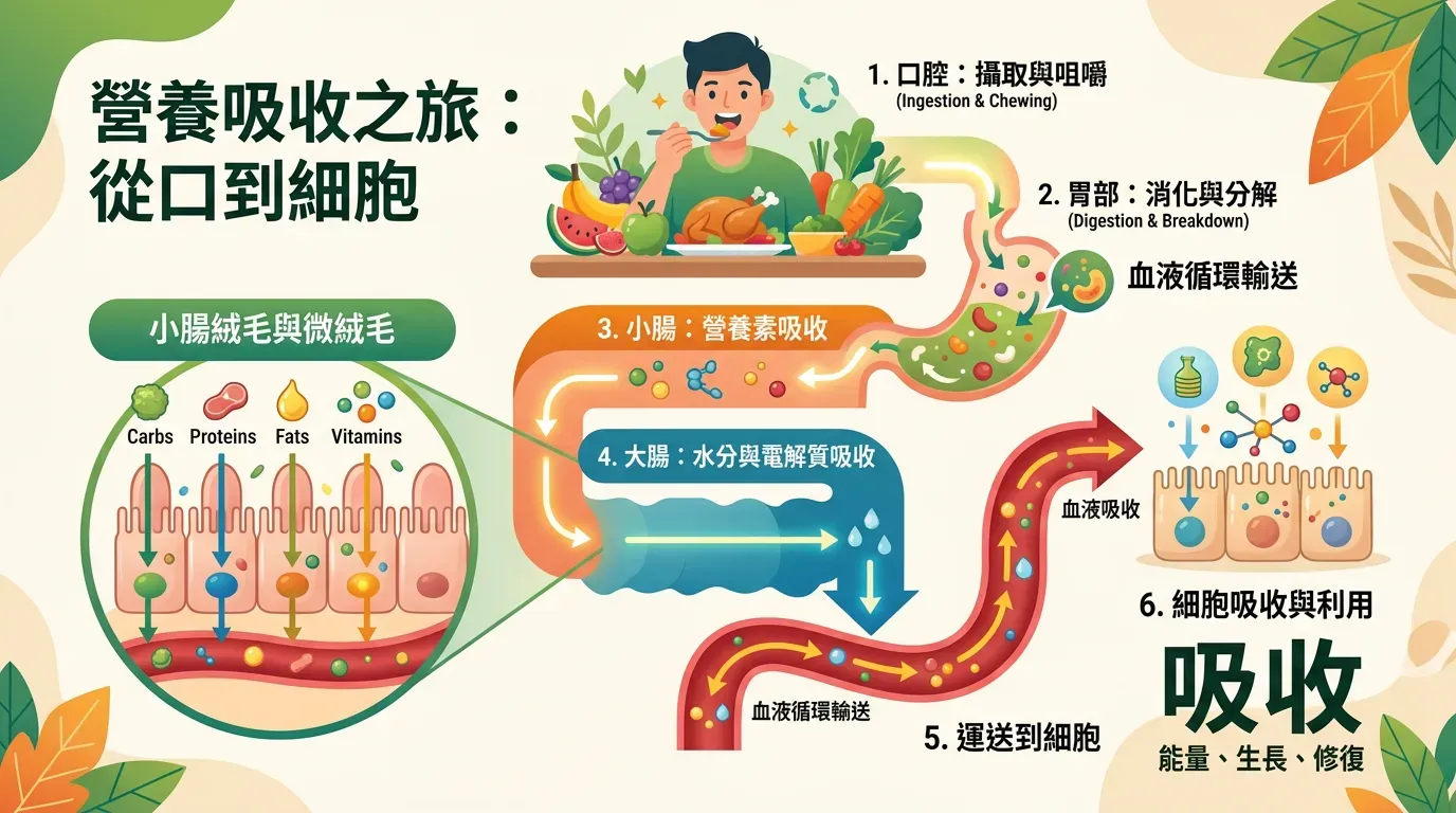 🔬 吸收動力學：為什麼「吃了」不等於「吸了」？