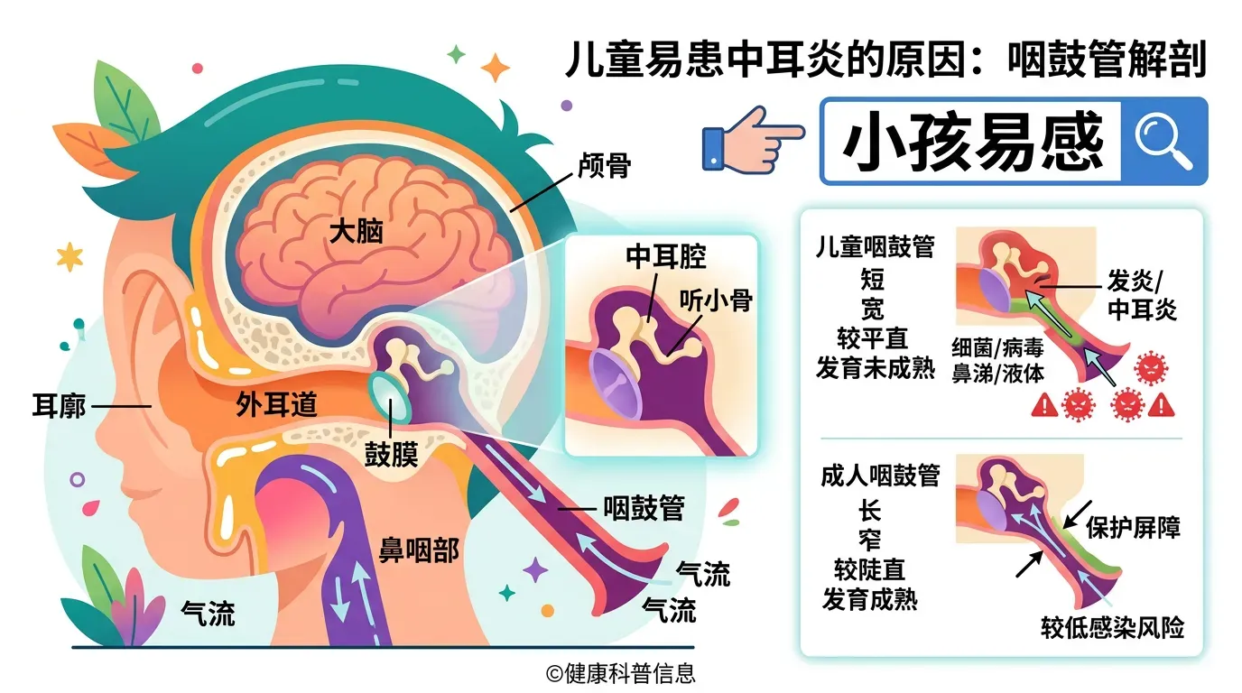 🔬 解剖學真相：為什麼「小孩」特別容易中耳炎？