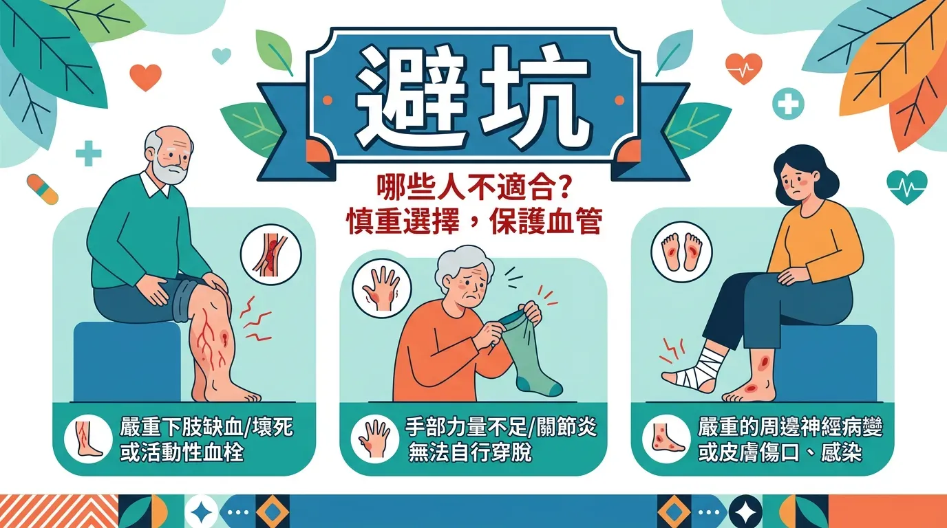 避坑指南:誰不適合只靠彈性襪或自我護理?